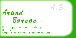 arpad borsos business card